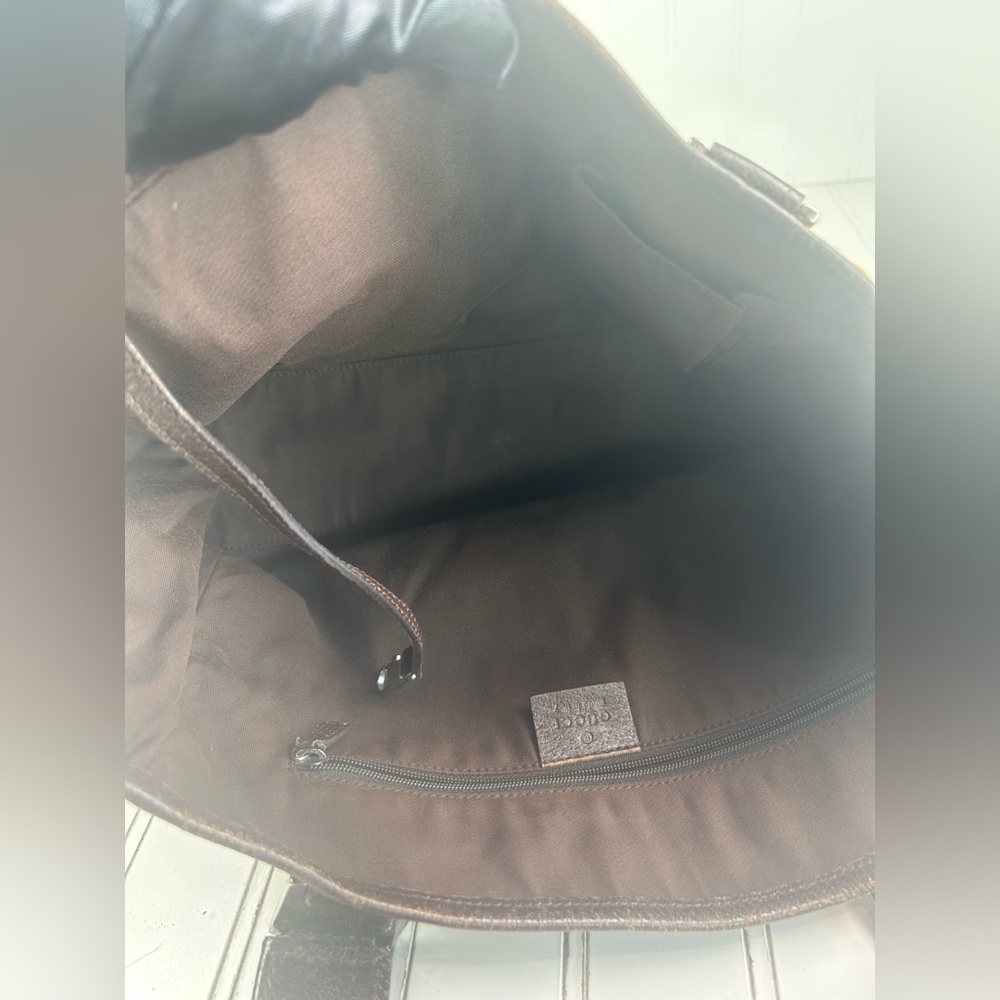 Gucci Vintage GG Supreme Monogram Tote Bag with Web Stripe Handles + Dust Bag - Picture 5 of 13